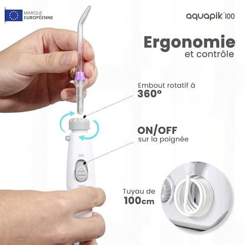 Aquapik Water Flosser IPX8 with 10 Pressure Levels, 9 Mouthpieces, 600 ml Tank, Ideal Orthodontics, Implants and Sensitive Gums White - Image 7