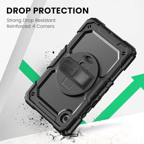 SEYMAC Case for Samsung Galaxy Tab A11/A9 8.7 Inch 2025/2023, Shockproof Case for Galaxy A11 with Screen Protector, 360° Rotating Stand/Hand Strap, Shoulder Strap, with Pen Holder, Black - Image 7