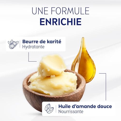 NIVEA Soin De Jour 24H Hydratant Nourrissant FPS15 (2 x 50 ml), crème hydratante visage enrichie en beurre de karité, soin visage femme pour peaux sèches - Image 4