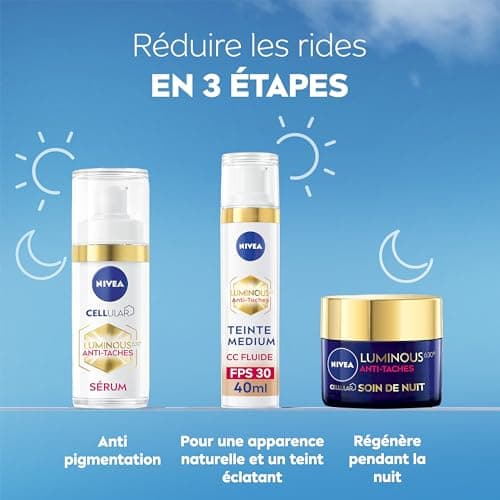 NIVEA Luminous 630 CC Fluide anti-taches FPS30 Teinte Medium (1 x 40 ml), CC Crème teint unifié, Fond de teint couvrant imperfections, Soin visage teinté anti-âge correcteur réducteur de taches - Image 7