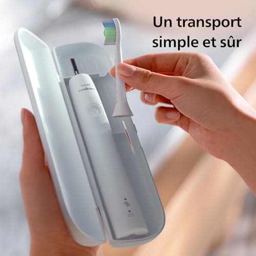 Philips Sonicare 4100 - brosse à dents électrique pour adultes avec 1 tête de brosse à dents Philips W2 Optimal White blanche, coffret de voyage fin et chargeur USB (modèle HX3683/33) - Image 9