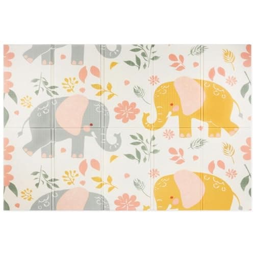 Mamabrum Double Sided Foldable Baby Foam Play Mat – 180 x 120 x 1 cm, Children's Play Mat, Exotic Elephants/Soft Grey, Non-Slip, Waterproof - Image 5