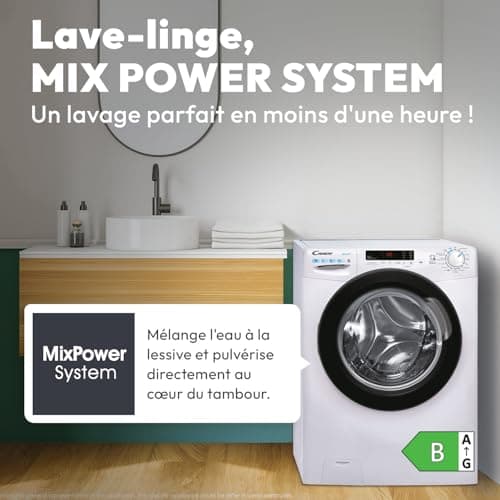 CANDY - Porthole Washing Machine - Washing Machine 10 kg/1200 rpm - Energy Class B - 15 Programmes - NFC, Digital Screen, Mix Power System - White - 85 x 60 x 54 cm - Model CS12102DWB4/1-47 - Image 3