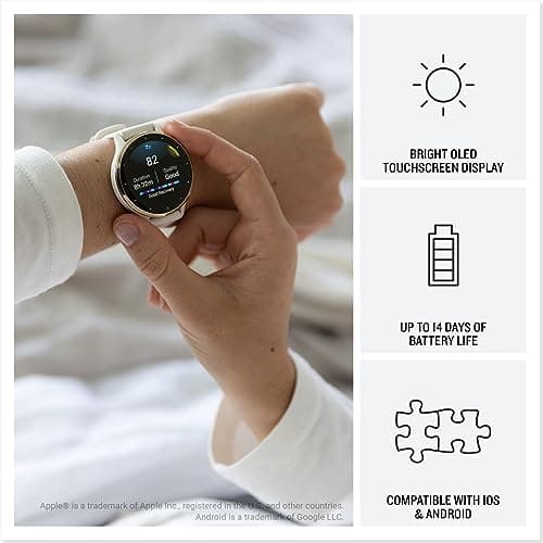 Garmin Venu 3S – GPS Sport and Health Smart Watch – Soft Gold with Linen Strap - Image 4