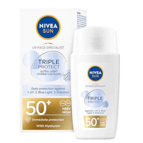 NIVEA SUN Triple Protect Light Sun Fluid SPF50+, Anti-UV, Blue and Pollution Face Sunscreen - Image 3