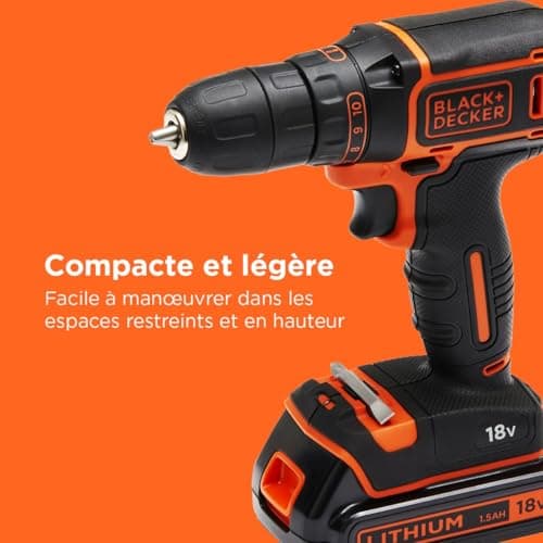 BLACK+DECKER BDCDC18BAFC-QW 18V Compact and Lightweight Cordless Drill with 2 x 1.5Ah Batteries, Fast Charger and 80 Accessories in Storage Case - Image 5