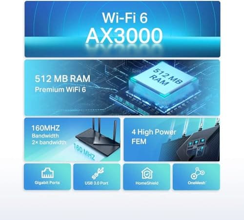 TP-Link Archer AX55 WiFi Router 6, 3000Mbps Dual-Band AX WiFi Router, 5 Gigabit Ports, 4 High Performance Antennas, WPA3, Parental Control, OneMesh, Built-in Anti-Virus - Image 6