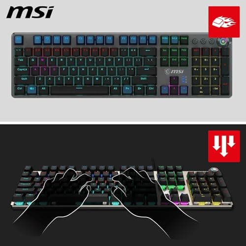 MSI Forge GK310 Mechanical Gaming Keyboard - AZERTY - Interchangeable Red (Linear) Switches, Ergonomic Keys, RGB LED 20 Modes, Removable Magnetic Cover, USB 2.0 - Full Size - Image 7