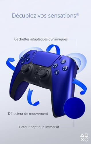 Playstation Sony, Manette 5 officielle DualSense, Sans fil, Batterie rechargeable, Bluetooth, Compatible avec PS5 et PC, Couleur : Cobalt Blue - Image 4