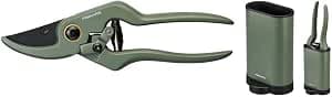 Fiskars 1075314 Urban Plant Care Pruning Shears with Case, Total Length 19.7 cm, Stainless Steel/Aluminium/Plastic, Dark Green/Black, 1075314