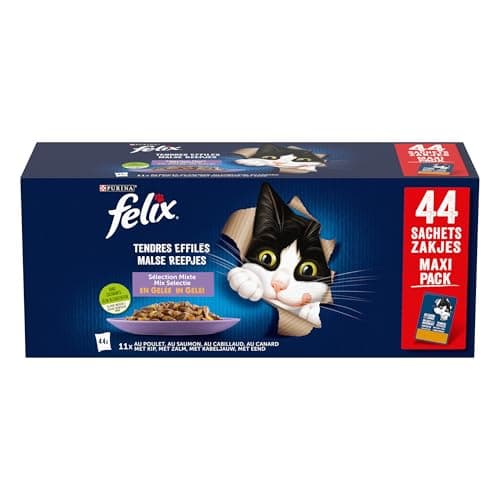 FELIX | Tendres Tapered | Jelly | Adult Cat | 100% Complete and Balanced Recipe | Selection with Salmon, Chicken, Duck and Cod | Fresh Sachets | Box of 44 x 85g - Image 4