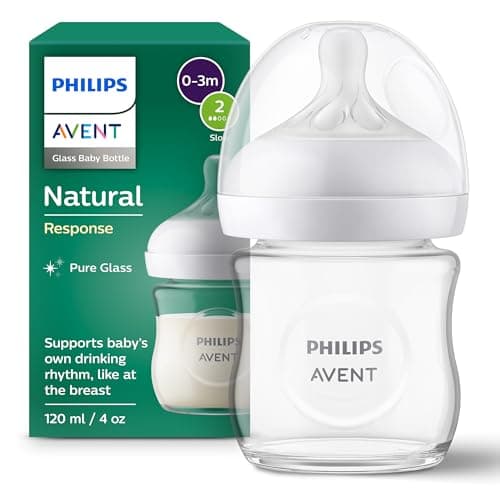Philips Avent Biberon en verre à Réponse Naturelle - 120 ml, sans BPA pour les nouveau-nés de 0 mois et + (modèle SCY930/01) - Image 2