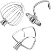 3 Piece Stainless Steel Accessories for KitchenAid 4.5-5 Quart Tilt Head Mixer on Stand Artisan & Classic Series by MMOBIEL - K45 Whisk, Flat Mixer, Dough Hook, Dishwasher Safe - Image 2