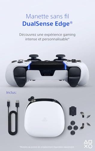Sony, Manette DualSense Edge Officielle pour PS5 et PC, Sans Fil, Commandes Ultra-Personnalisables + Profils Interchangeables + Confort Amélioré, Boîte de Transport Incluse, Couleur : Blanche et Noire - Image 3