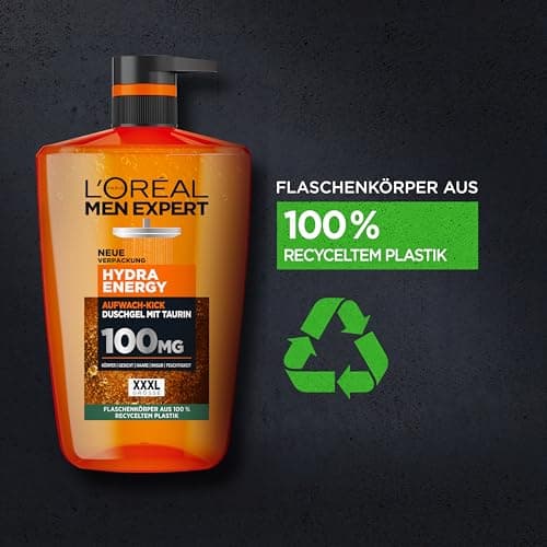 L'Oréal Men Expert XXXL Gel douche et shampooing pour homme, bain douche pour nettoyer le corps, les cheveux et le visage, soin du corps pour homme pour une fraîcheur longue durée à la taurine, Hydra - Image 8