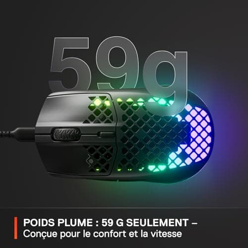 SteelSeries Aerox 3 Perforated RGB Gaming Mouse - Lightweight Waterproof Design - TrueMove Core 8500 DPI Optical Sensor - Onyx - Image 6