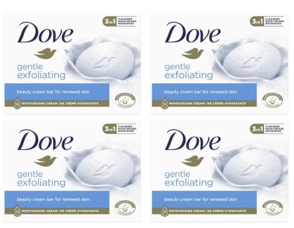 Dove Gentle Peeling Soap Bar (4 x 90g) - Image 3