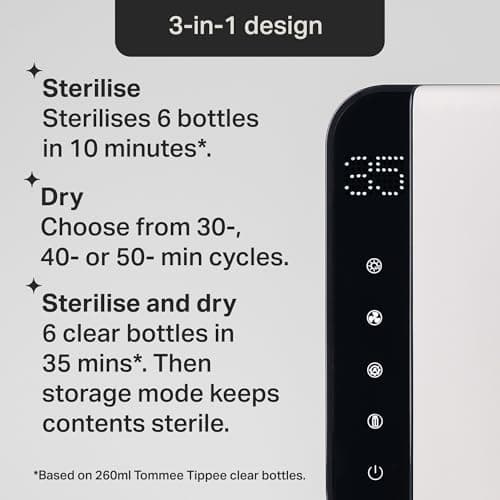 Tommee Tippee New & Improved Ultra UV Sterilizer, Drying & Storage for Bottles & Accessories, Kills Viruses & 99.9% Bacteria**, Vapor-Free, Slate - Image 7