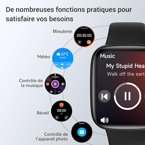 Men's Women's Smart Watch, Amoled Screen 1.85 Inch Smartwatch for Samsung iPhone Android, Men's Watch 5ATM 120+ Sports Modes SpO2/Sleep/Heart Rate/Pedometer/Calories Monitor - Image 7