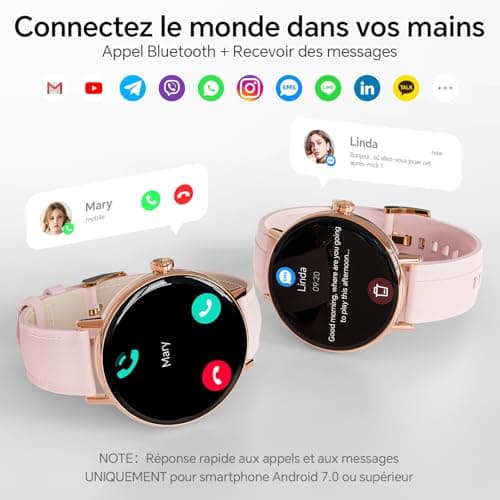 Women's Smart Watch for Samsung, iPhone, Android, 1.27 Inch Women's Smart Watch with Bluetooth Call, Voice of AI, Heart Rate Monitor, Sleep, SpO2, Waterproof IP68, 110+ Sports Modes - Pink - Image 4