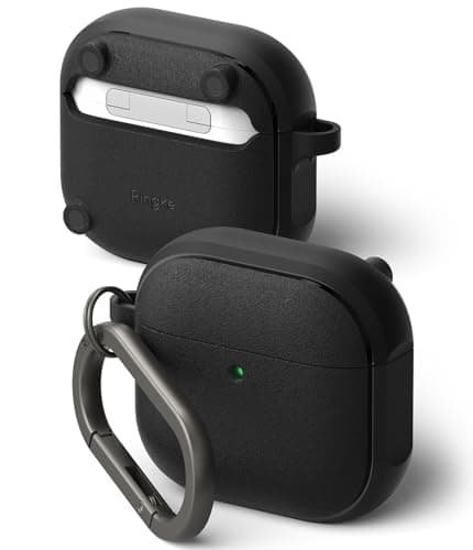 Ringke Onyx Magnetic Case for AirPods 4 Anti-slip Anti-Scratch TPU Case Protective Cover with Carabiner AirPods 4 Accessories - Black - Image 2