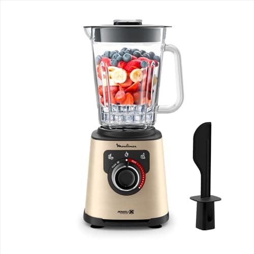Moulinex Blender électrique, 1200 W, Bol verre capacité utile 1,5 L, Mixeur Smoothie, Technologie de lames Powelix, Haute qualité, Nettoyage facile, PerfectMix Noir/Or LM871A10 - Image 5