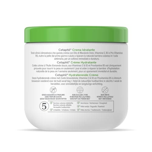 Cetaphil crème hydratante corps, 450g, Visage et corps, peaux sensibles sèches à très sèches, Niacinamide, Panthénol et de la glycérine, sans parfum - Image 4