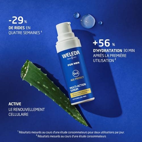 WELEDA Sérum Multiaction 5en1 Homme – Soin Visage Homme Anti-Âge, Hydratation 24h, Réduit Rides & Signes De L’Âge, Grenade & Prunellier Antioxydants, Aloe Vera Bio, Vegan NATRUE, 30ml - Image 3