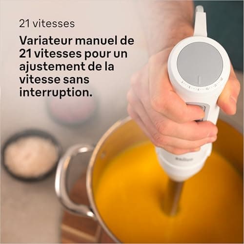 Braun MultiQuick 5 MQ 50.001 M, Manual Blender with PowerBell Plus Technology, 21 Speed Wheel+Turbo, Click Plus System, Mixer with Ergo Handle, Steel Cam and Beaker 600 ml, 1000W, White - Image 6
