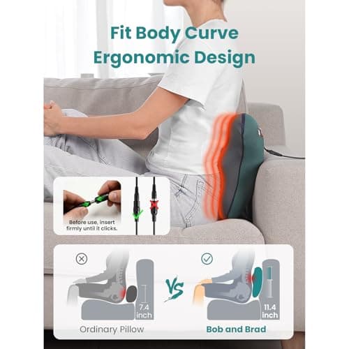 Bob and Brad EZBack Neck Massager, Neck and Shoulder Massage Cushion with Heat, Electric Shiatsu Massager Device, Massage and Relaxation Gifts for Women Men - Image 3