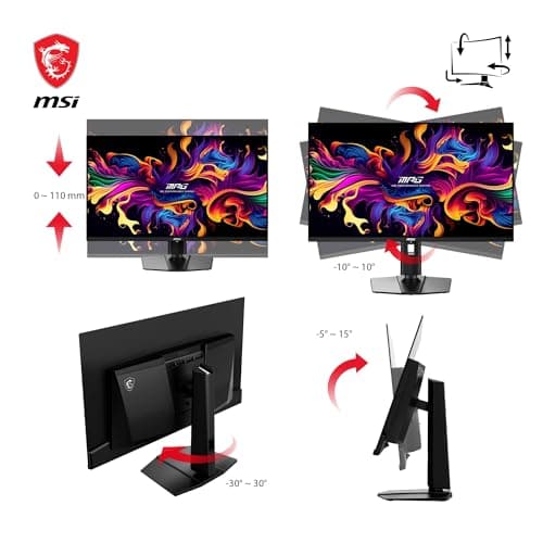 MSI MAG 321UPX QD-OLED Gaming Screen 31.5 Inches 4K UHD – Quantum Dot OLED Panel 3840 x 2160, 240Hz/0.03ms, 99% DCI-P3, ΔE≤2, DisplayHDR True Black 400 – DP 1.4a, HDMI 2.1, USB Type-C - Image 6