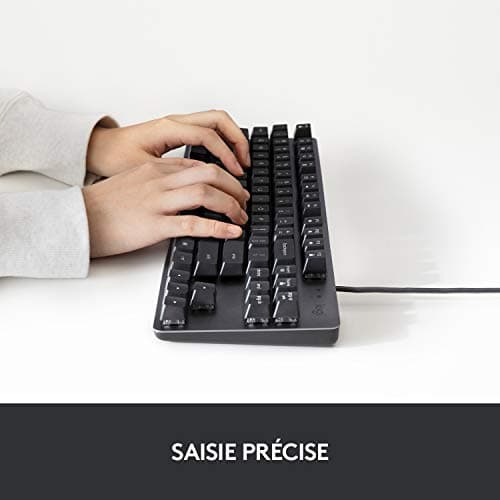 Logitech K835 TKL Wired Aluminium Mechanical Keyboard – Tenkeyless Keyboard without Numeric Keypad for PC, with Compact and Comfortable Design, Linear Switches, French AZERTY – Grey - Image 3
