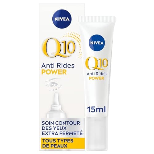 NIVEA Q10 Power Soin Contour des Yeux (1x15 ml), crème anti rides yeux enrichie en Q10 pur & Acide Hyaluronique, soin anti-âge anti-cernes booster de collagène, crème hydratante tous types de peaux - Image 2