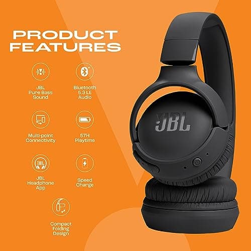 JBL Tune 520 BT Wireless Headphones Headband Calls/Music USB Type-C Bluetooth Black - Image 3