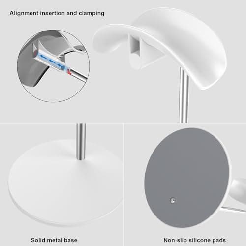 Headset Holder, Desktop Headset Holder with Aluminum Base, Compatible with AirPods Max, Beats, Bose, B&O, Sony, Sennheiser, Gaming (White) - Image 6
