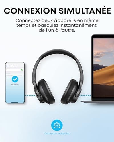 soundcore by Anker Q20i Casque Supra-auriculaire sans Fil Bluetooth avec réduction Active du Bruit Hybride, autonomie de 40 h en Mode ANC, Audio Haute résolution(reconditionné) - Image 9