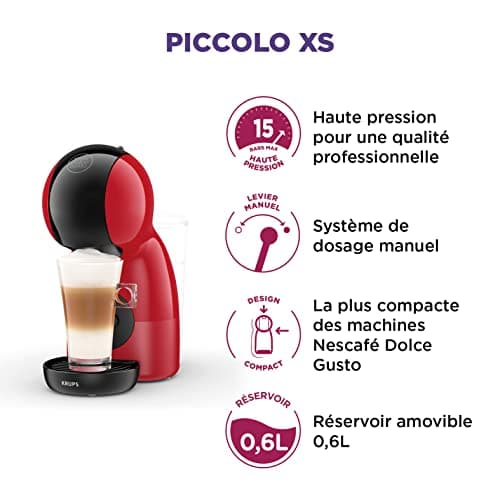 Nescafé Dolce Gusto Krups Coffee Capsule Maker, Pressure 15 Bars, Coffee Pods, Cold or Hot Multi-Drinks, Intuitive, Compact, Fashion, Piccolo XS Rouge KP1A3510 - Image 4