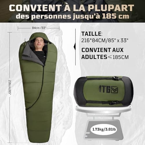 Adult Sleeping Bag, Sarcophagus Sleeping Bag - Cold - 4°C | 4 Seasons Compact Sleeping Bag for Camping, Trekking & Bivvy (Adult ≤185 cm) - Image 7