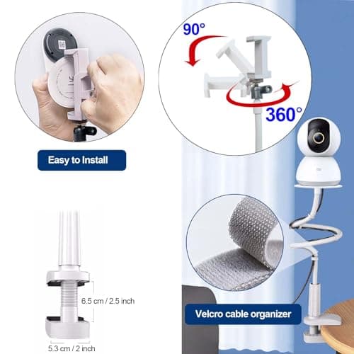 Universal Flexible Baby Video Monitor Stand for Crib Desk Compatible with Hellobaby HB30 HB32 HB35 HB50, Philips Avent SCD843/26 SCD833/26, Vtech VM3250 VM819 - Image 5