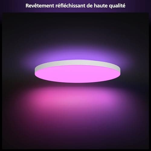 Panneau de plafond connecté Philips Hue Datura (grand rond 57,4 x 57,4 cm) blanc et lumière colorée, compatible Bluetooth, commande vocale avec Alexa, Apple Home et Google Assistant - Image 3