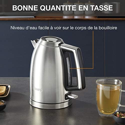 Krups Excellence BW552D10 Electric Kettle, Capacity 1.7 L, Premium Brushed Stainless Steel, 360° Base, Hidden Resistance, Anti-Limescale Filter - Image 4