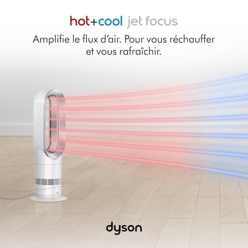 Dyson Hot+Cool Jet Focus Chauffage et ventilateur AM09 – 2-en-1 : chauffe et refroidit avec flux d’air puissant (Blanc/Argent) - Image 3