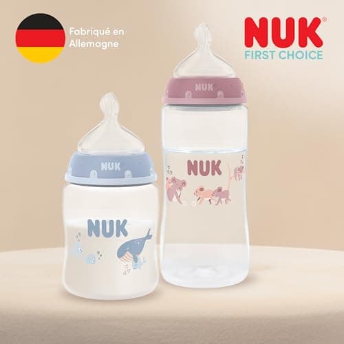 NUK First Choice Baby Bottle | 3+ Months | 300ml | Anti-Colic Bottle | PP | Temperature Control Indicator | Whale | Pack of 1 - Image 8