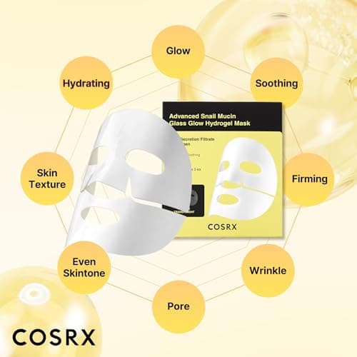 COSRX Advanced Snail Mucin Glass Glow Hydrogel Mask 3 Pieces, Collagen Mask, Travel Essentials, Small Gifts - Image 7