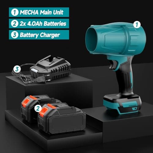 Cordless Blower Compatible with Makita 18V Batteries, 2 x 4.0Ah Batteries, Brushless Motor 38000 RPM, Three Speed Modes, Portable Blower for Leaves, Dust & Snow - Image 8