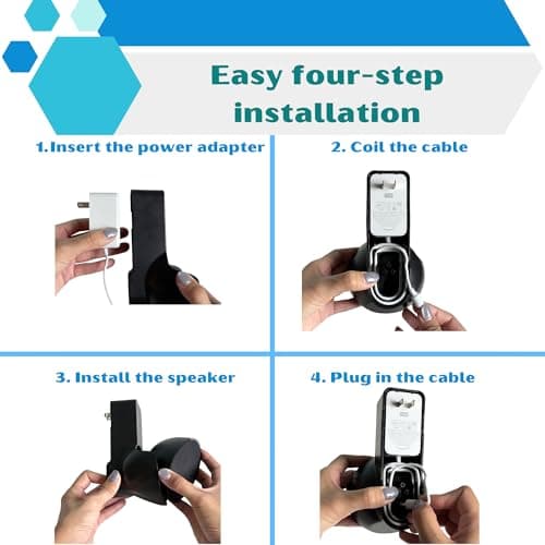Sintron Wall Mount for Echo Pop and Google Nest, Smart Socket Holder with Built-in Cable Management, Space Saving No Bulky Cables, for Living Room, Bedroom, Kitchen (Black) - Image 7