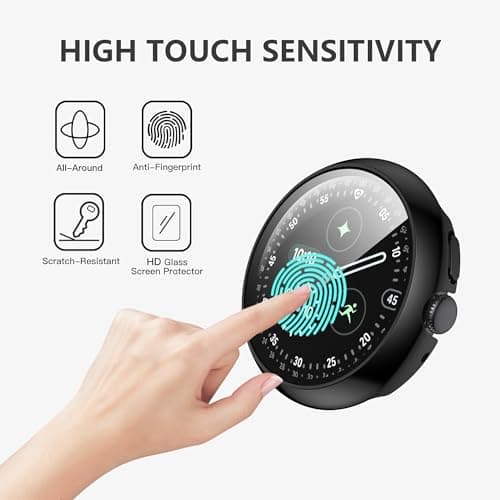 Google Pixel Watch 4 45mm Case with Screen Protector, Ultra-Thin Scratch Resistant Protective Case Compatible with Google Pixel Watch 4 - Black - Image 4