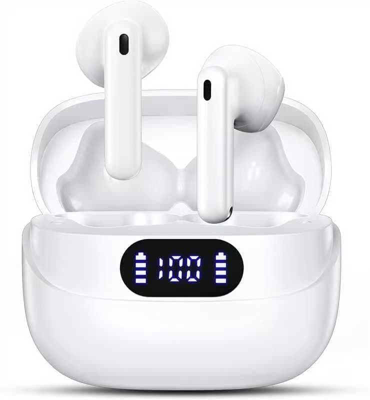 Bluetooth 5.3 Earphones, Wireless Earphone with 4 ENC Mic Bluetooth Hi-Fi Stereo Headphones, 50 Hours Playtime, IP7 Waterproof, LED Display, Touch Control for iOS Samsung Xiaomi Oppo Android - Image 1