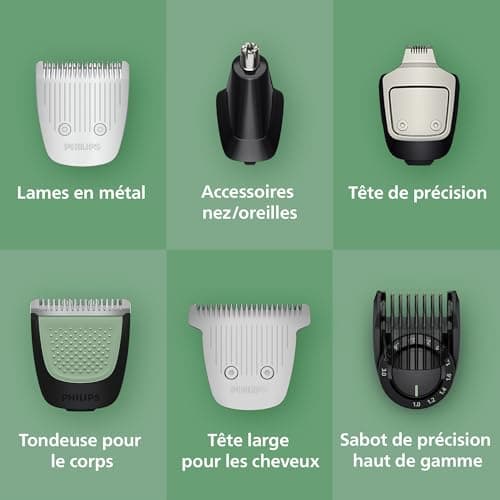 Philips Multigroom série 7000 Tondeuse tout-en-un 19 accessoires – tondeuse pour barbe, cheveux et corps, lames en métal auto-affûtées, 26 hauteurs de coupe (0,5-20 mm), modèle MG7962/30 - Image 7