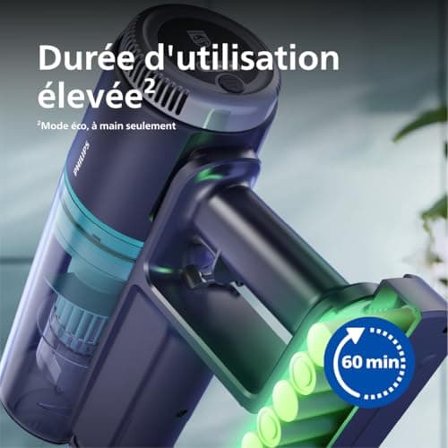 Philips 3000 Series Cordless Vacuum Cleaner, Powerful Suction on Hard Floors, 60 Minute Runtime, LED Nozzle, Corner Tools and Handsets, Replaceable Battery, Lightweight (XC3032/01) - Image 5